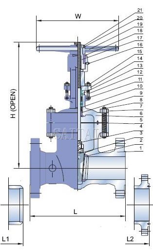 Materials of Cl 600 Lb Cast Steel Gate Valves