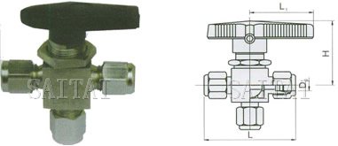 PN 6.4 MPa- Tube Fitting Nuts- Switching (3-Way)-Dimensions