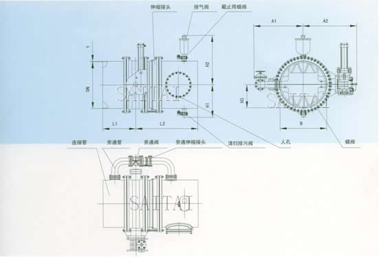 水轮机蝶阀成套装置外形尺寸图