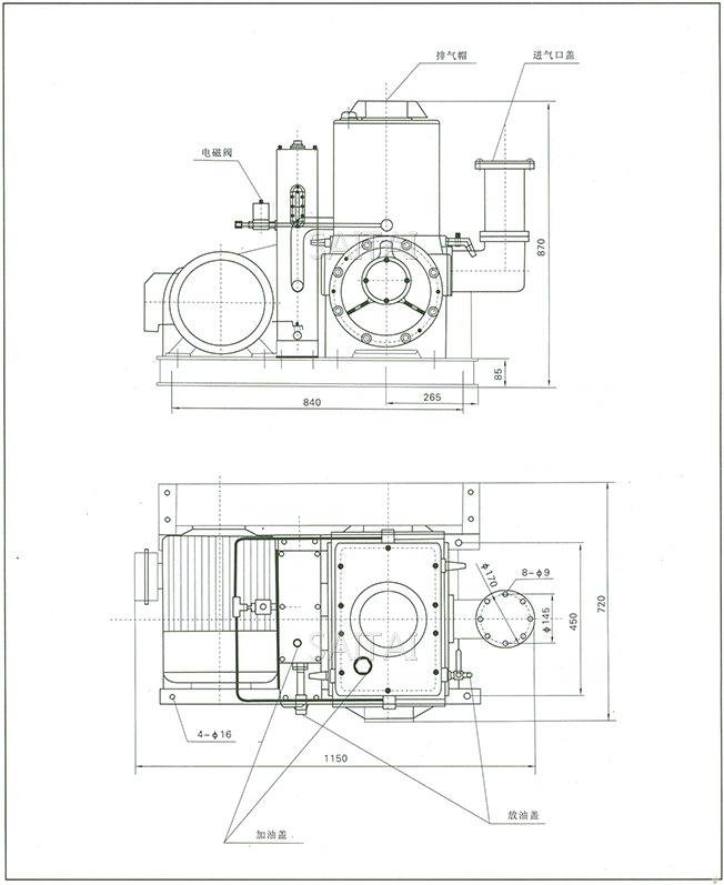 X-100B旋片真空泵结构图